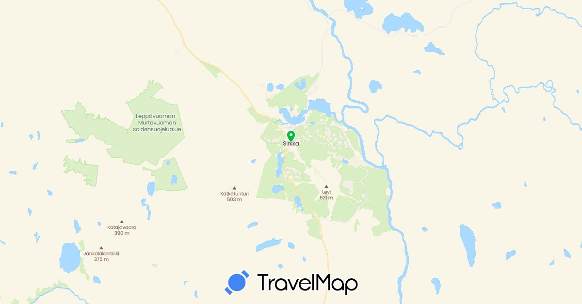 TravelMap itinerary: bus in Finland (Europe)